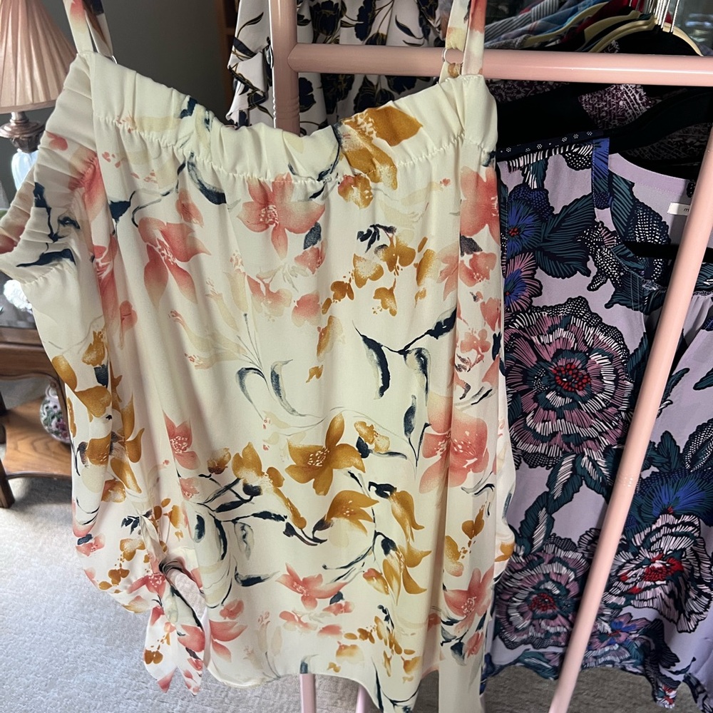 Floral Cream Off Shoulder Blouse
